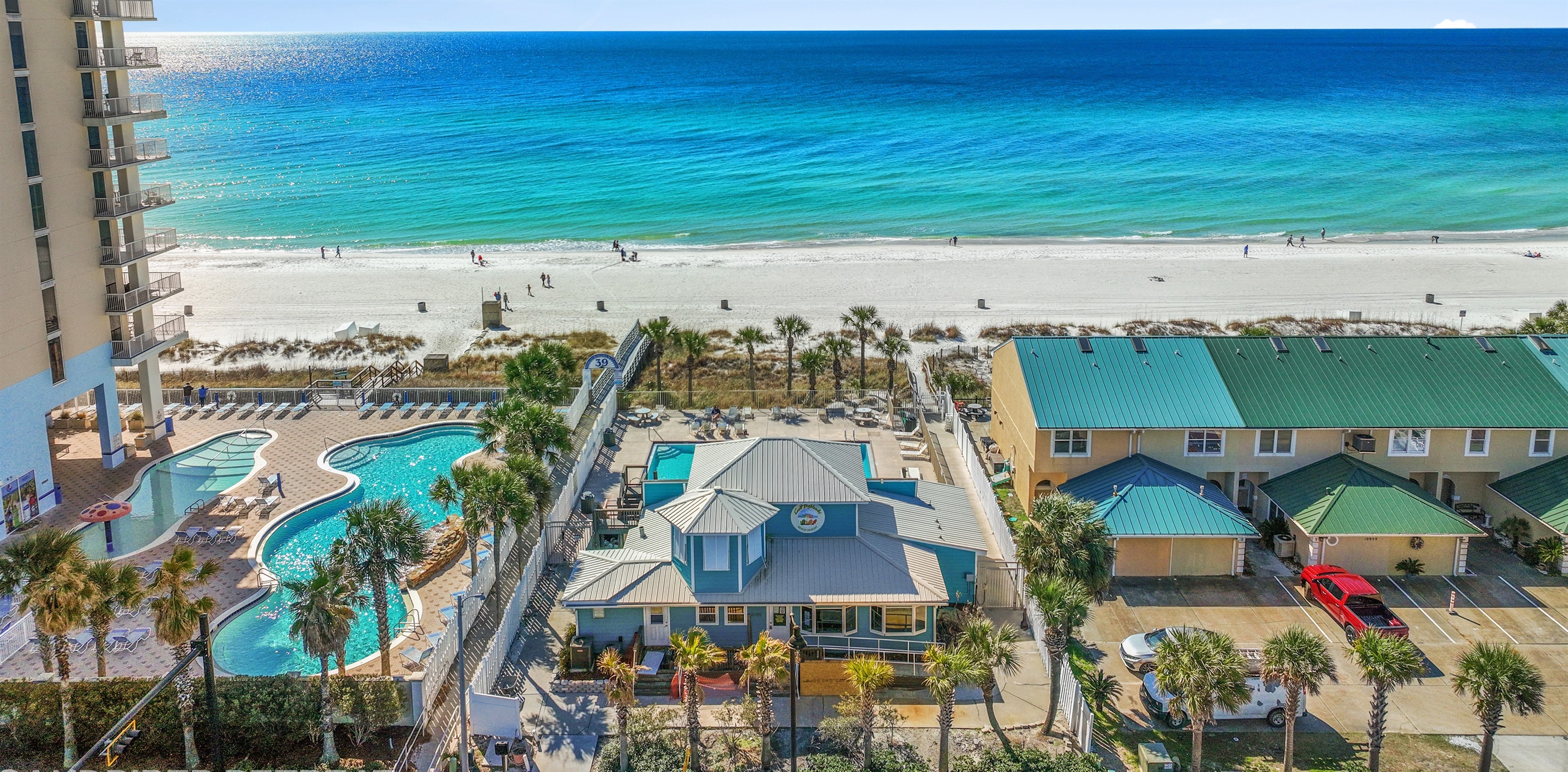 Private beachfront pool and clubhouse
