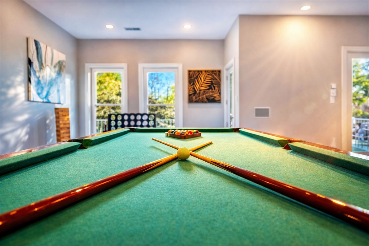 The pool table is ready for some friendly games!
