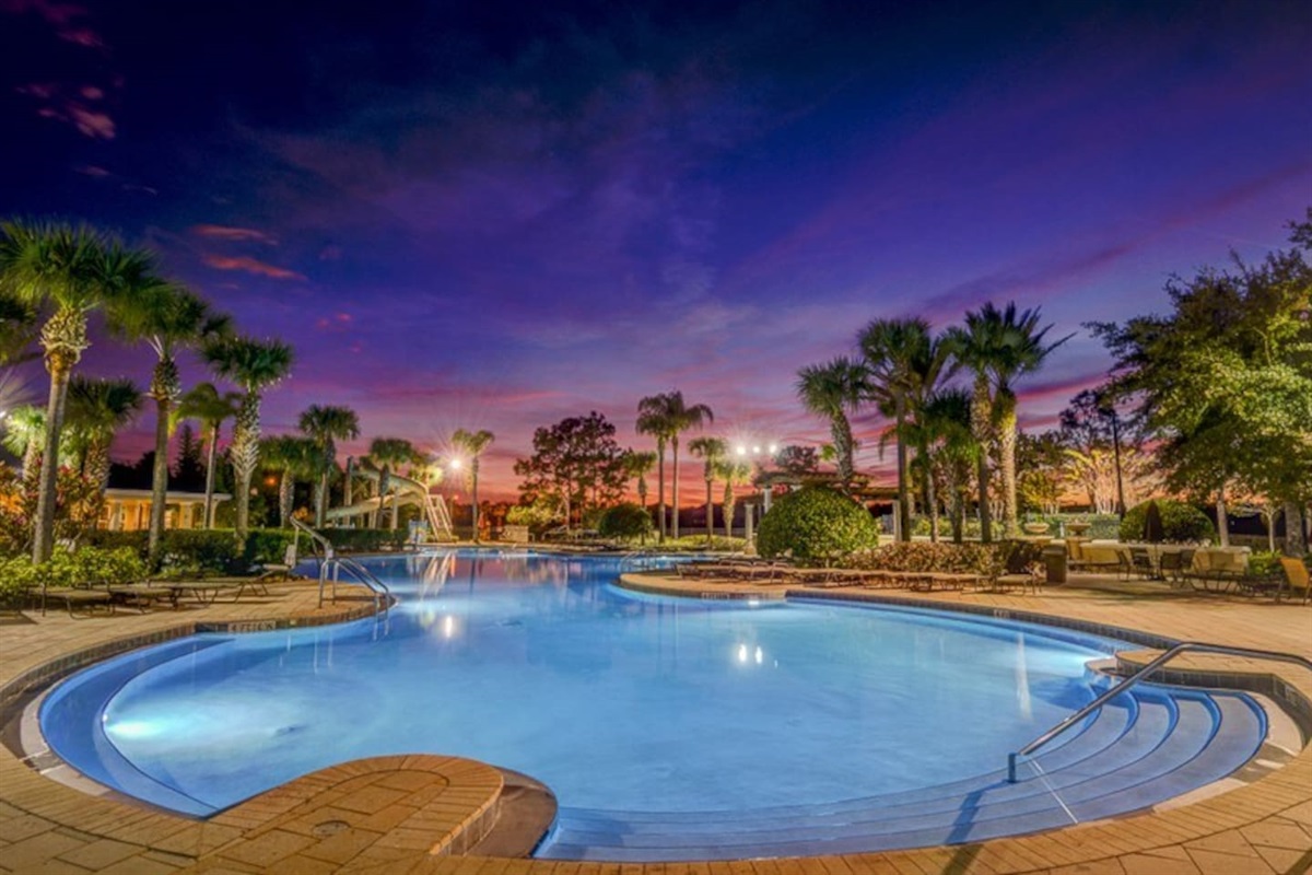Resort Pool at Night.