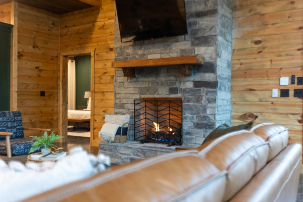 Cozy up by the fireplace