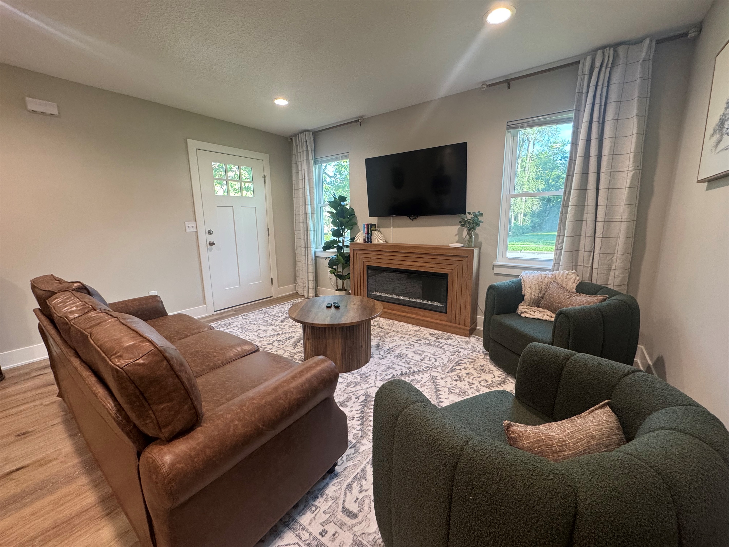 Living room and front patio door