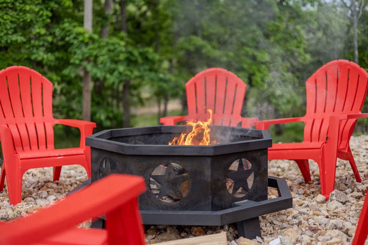 Outdoor fire pit gathering area