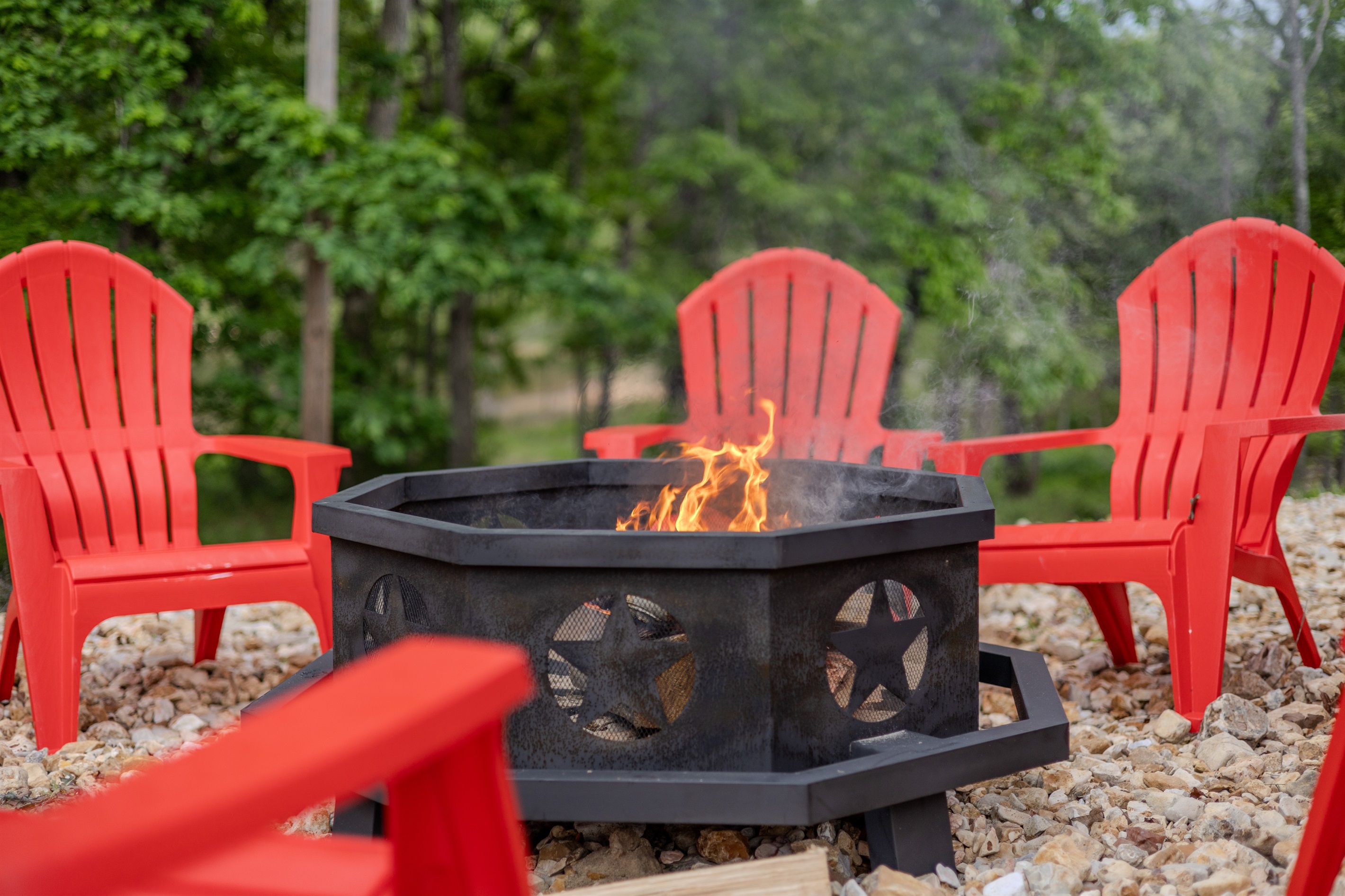 Outdoor fire pit gathering area