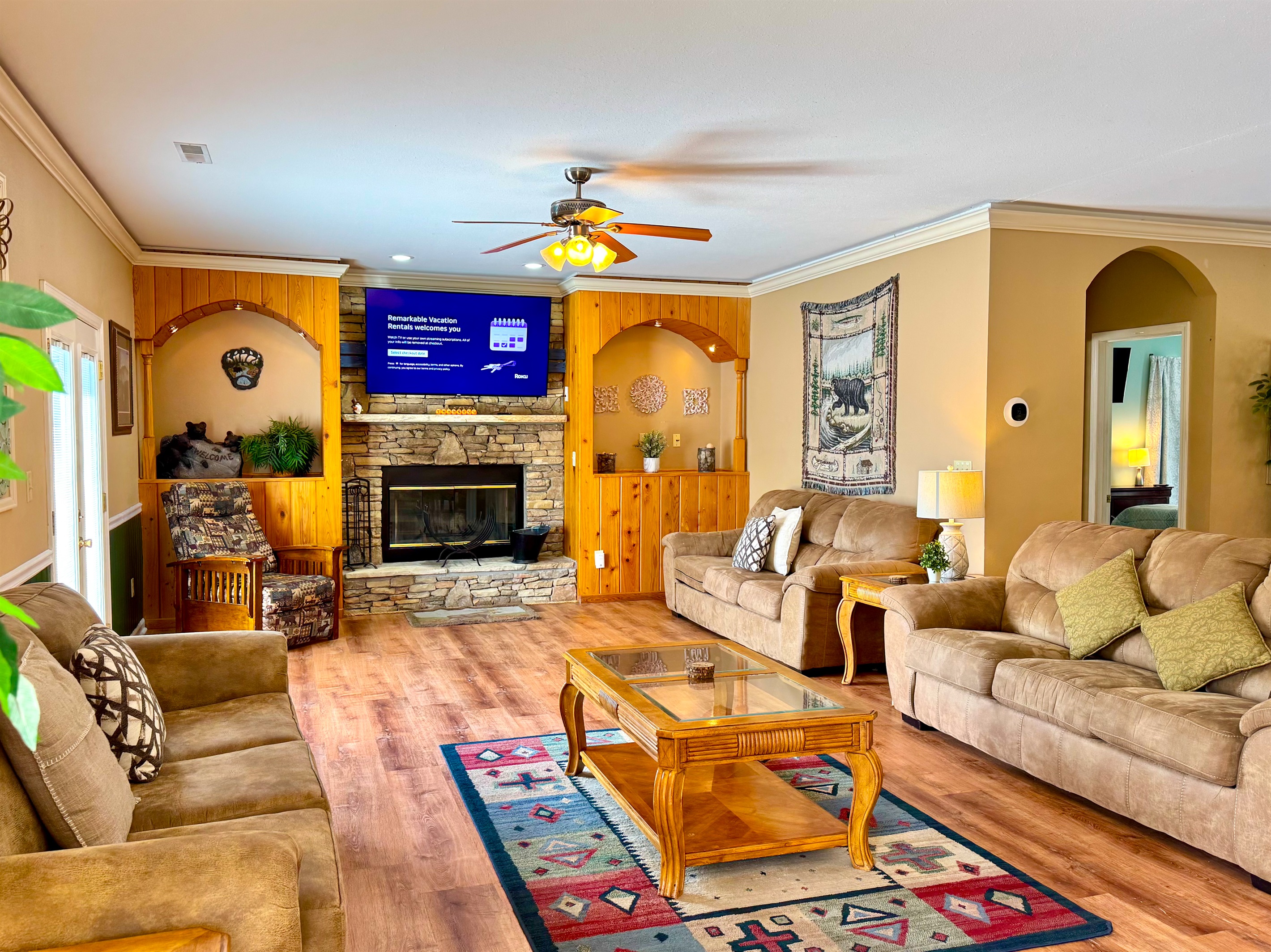 Open floorplan means everyone can enjoy each other’s company. Need a break from the crowd? Go to the game room or lower level deck!