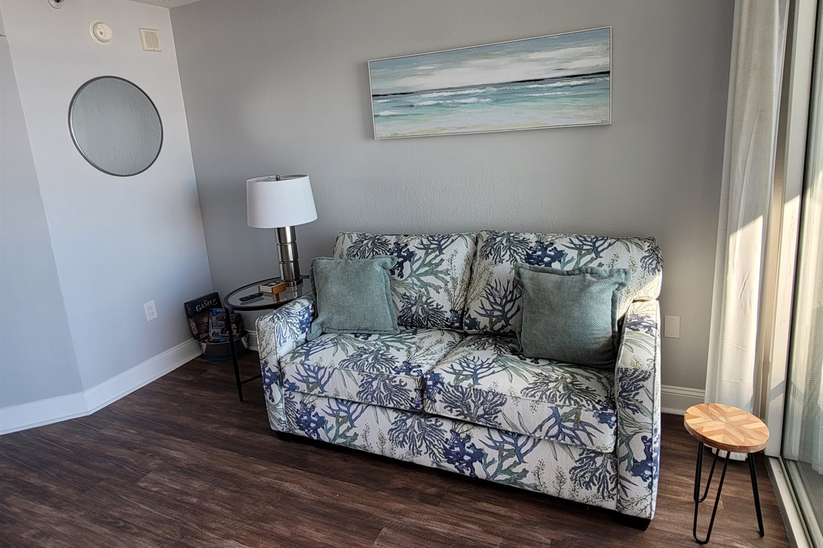 Cozy lounge area perfect for unwinding after the beach.