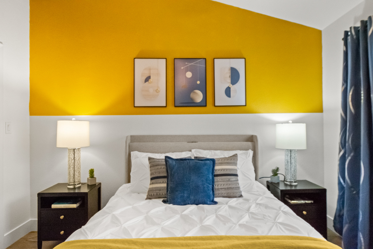 Relax in a peaceful bedroom designed with guest comfort in mind.