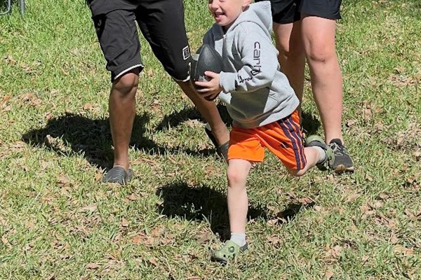 Plenty of room in the backyard for a family game of football!