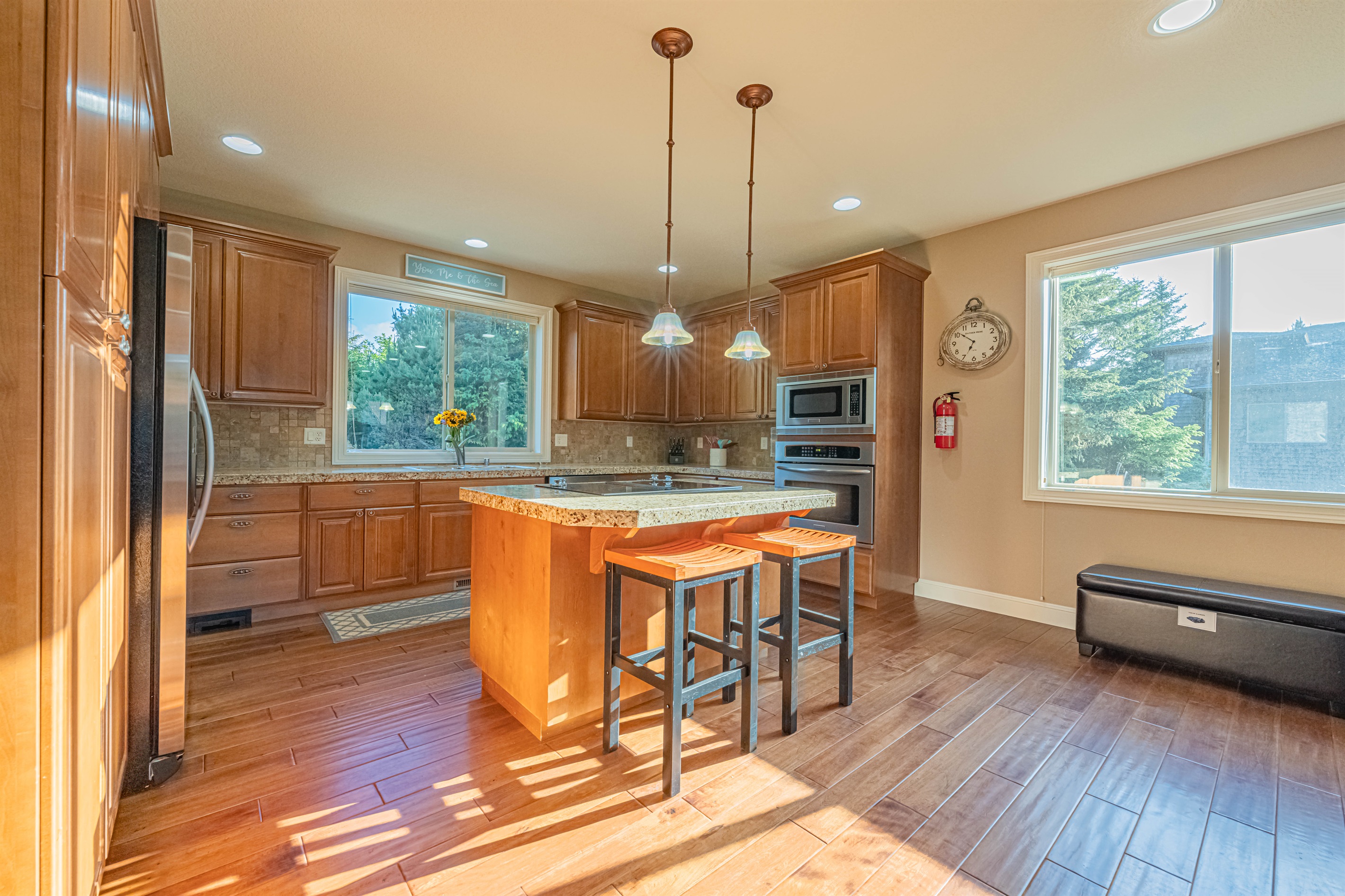 Large kitchen stocked full of everything you need to create delicious meals!