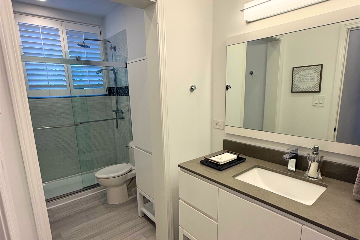 A large and well appointed bathroom completes the apartment.