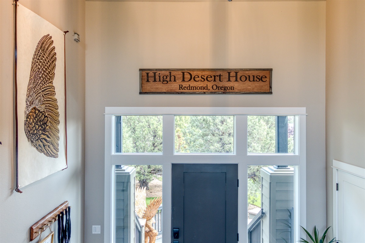 Welcome to your getaway. 🌿☀️
A light-filled front entry with serene views of the juniper trees.