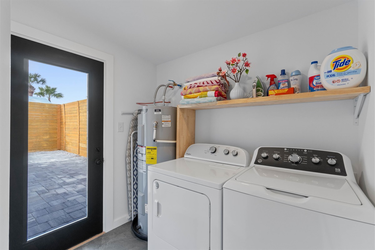 Washer and Dryer with plenty of laundry supplies