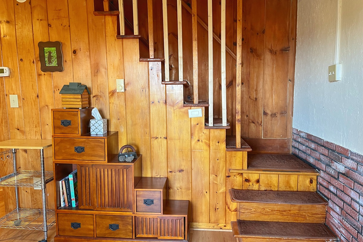 Steps leading to the downstairs area