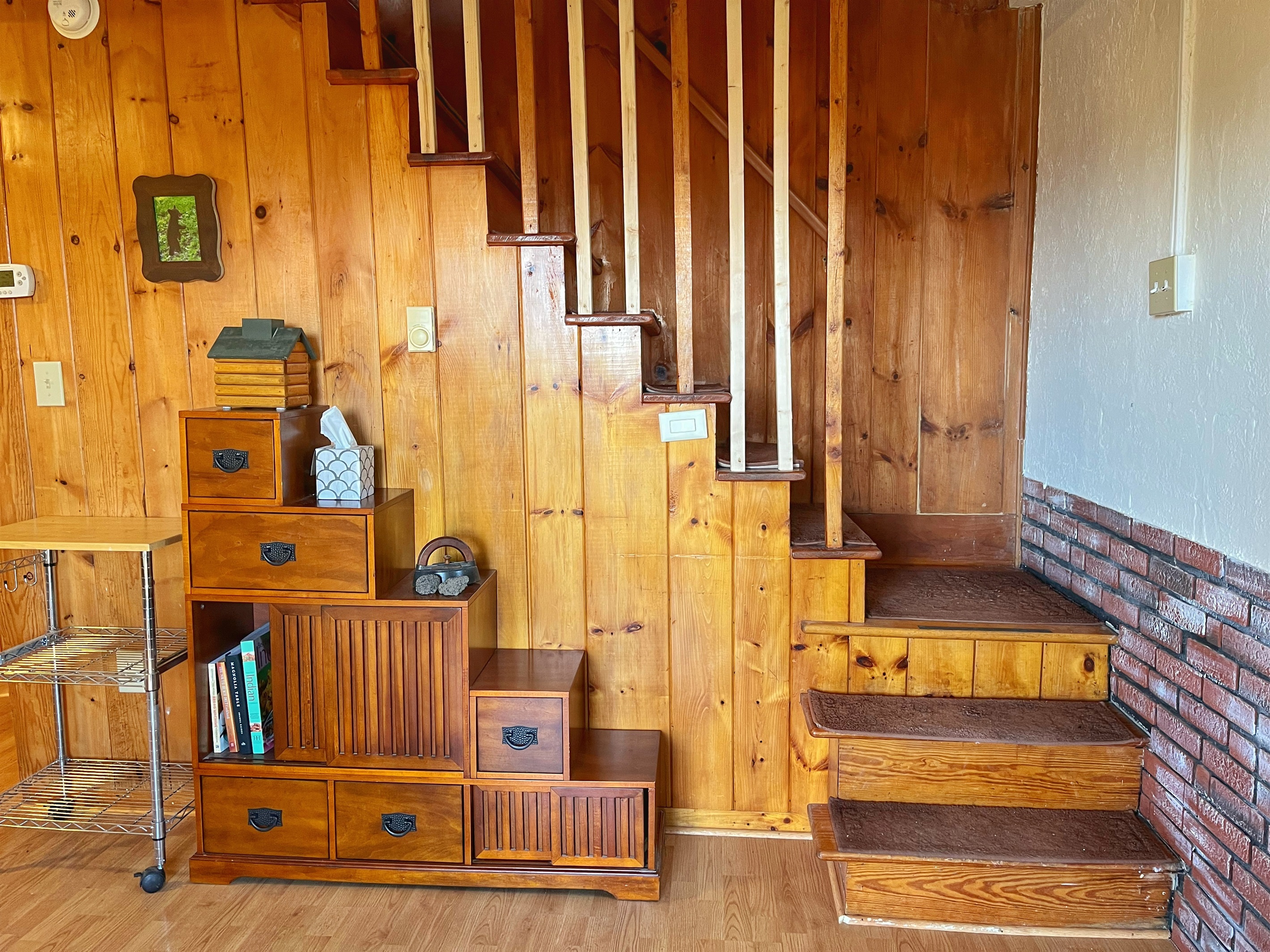 Steps leading to the downstairs area