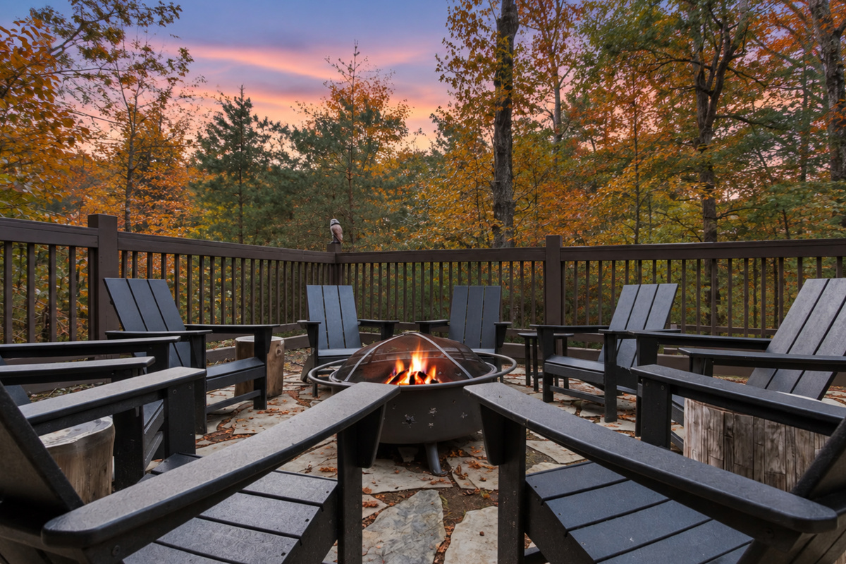 Gather by the fire pit, where tall trees frame every story told under the stars.
*Fire Pit (Available Year Round)