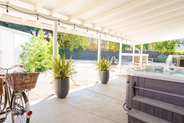 Hot tub on the patio