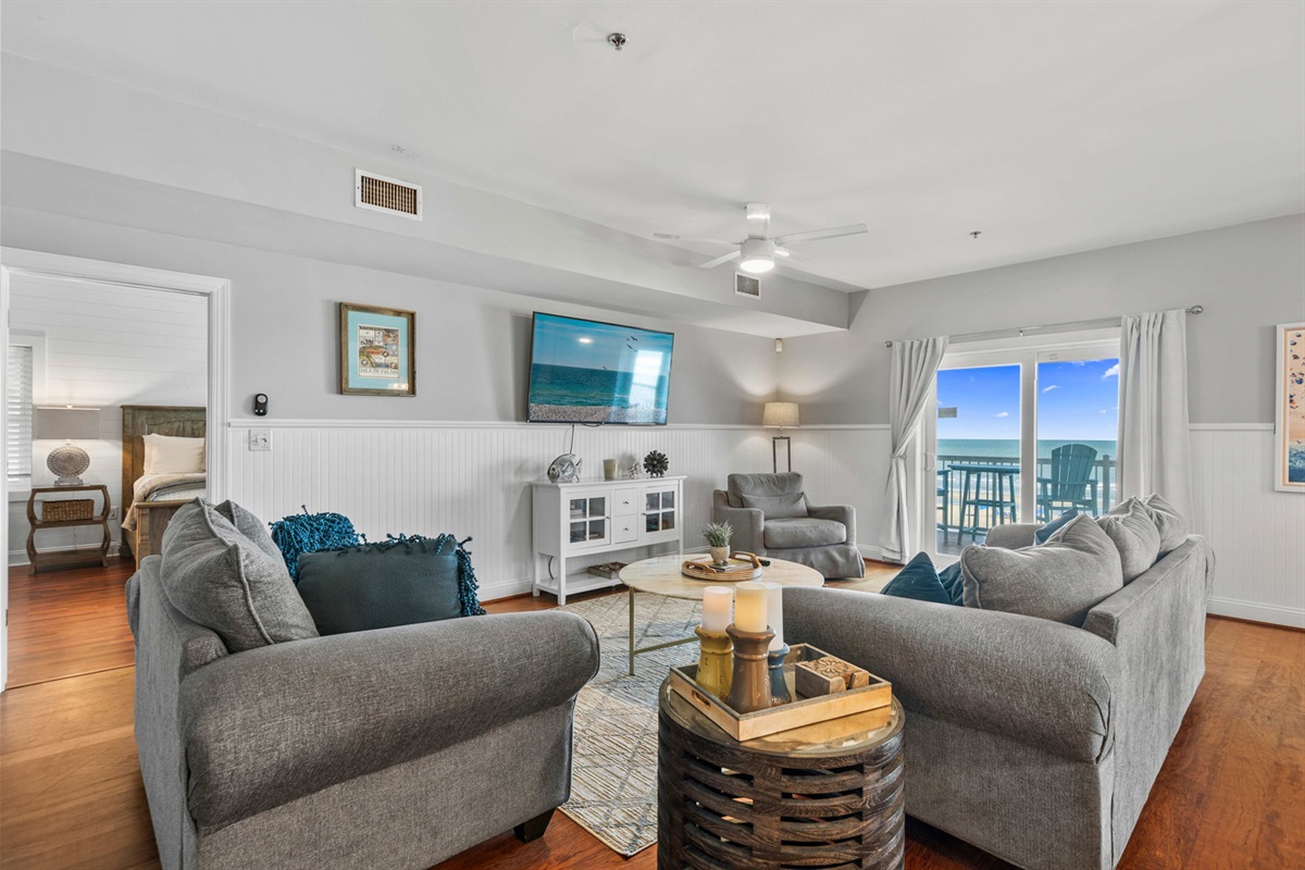 Living Room  | Morning Sunrise | 302 Oceanview | 1116 Ocean Blvd, Isle of Palms, SC | IOP Escapes