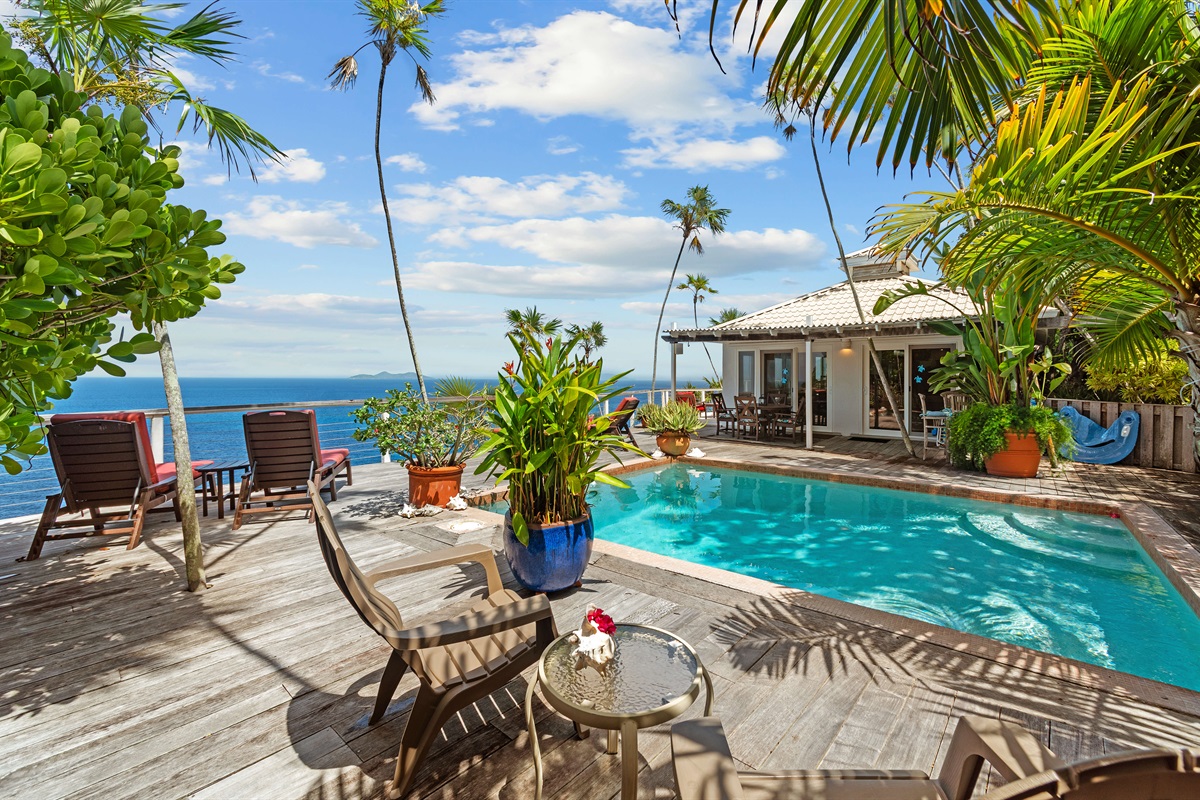 This is where you'll find that you spend most of your time - and why not?  With this large pool (which can be heated upon request) and these views.... what more do you need?