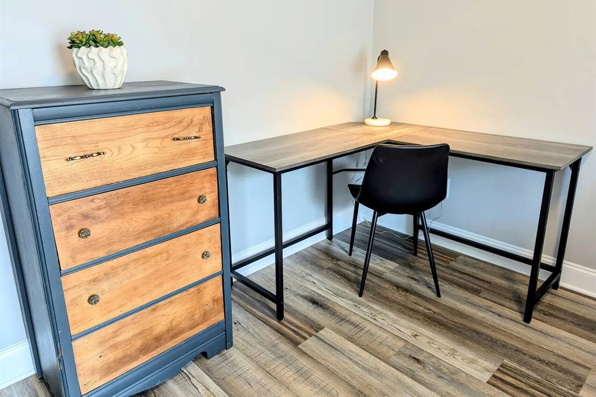 Right side of duplex - Double bedroom with desk