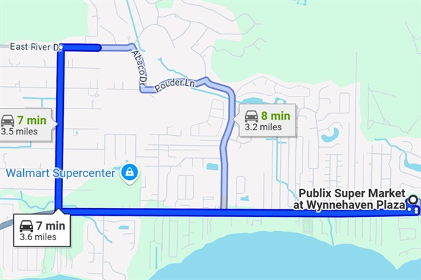 Distance to the grocery store.