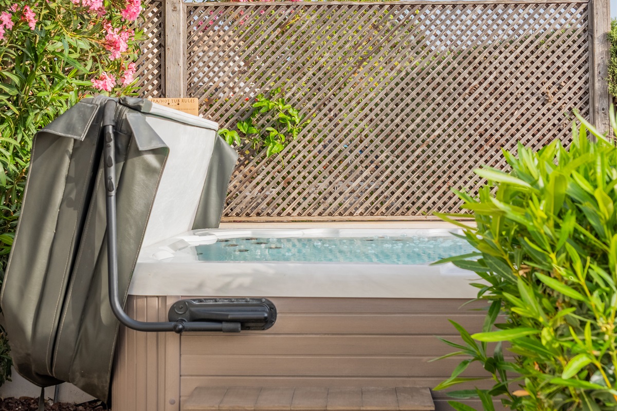 Take in breathtaking views of the sea and the Troodos foothills while soaking in the outdoor hot tub, large enough to fit six people.
