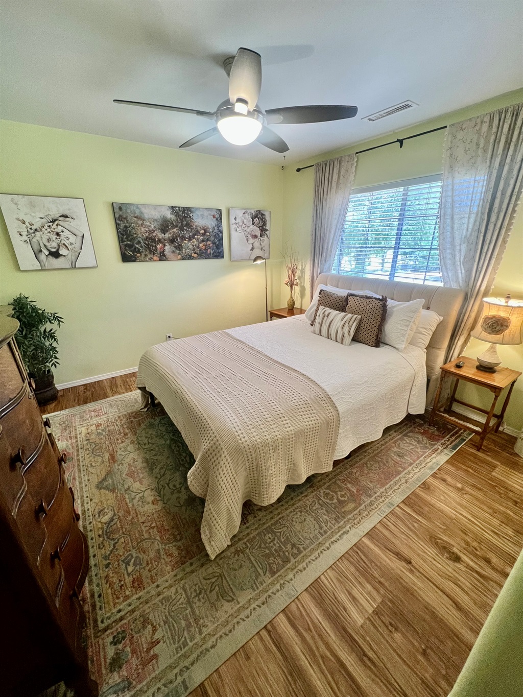 Plush Queen-sized bed with high quality textiles