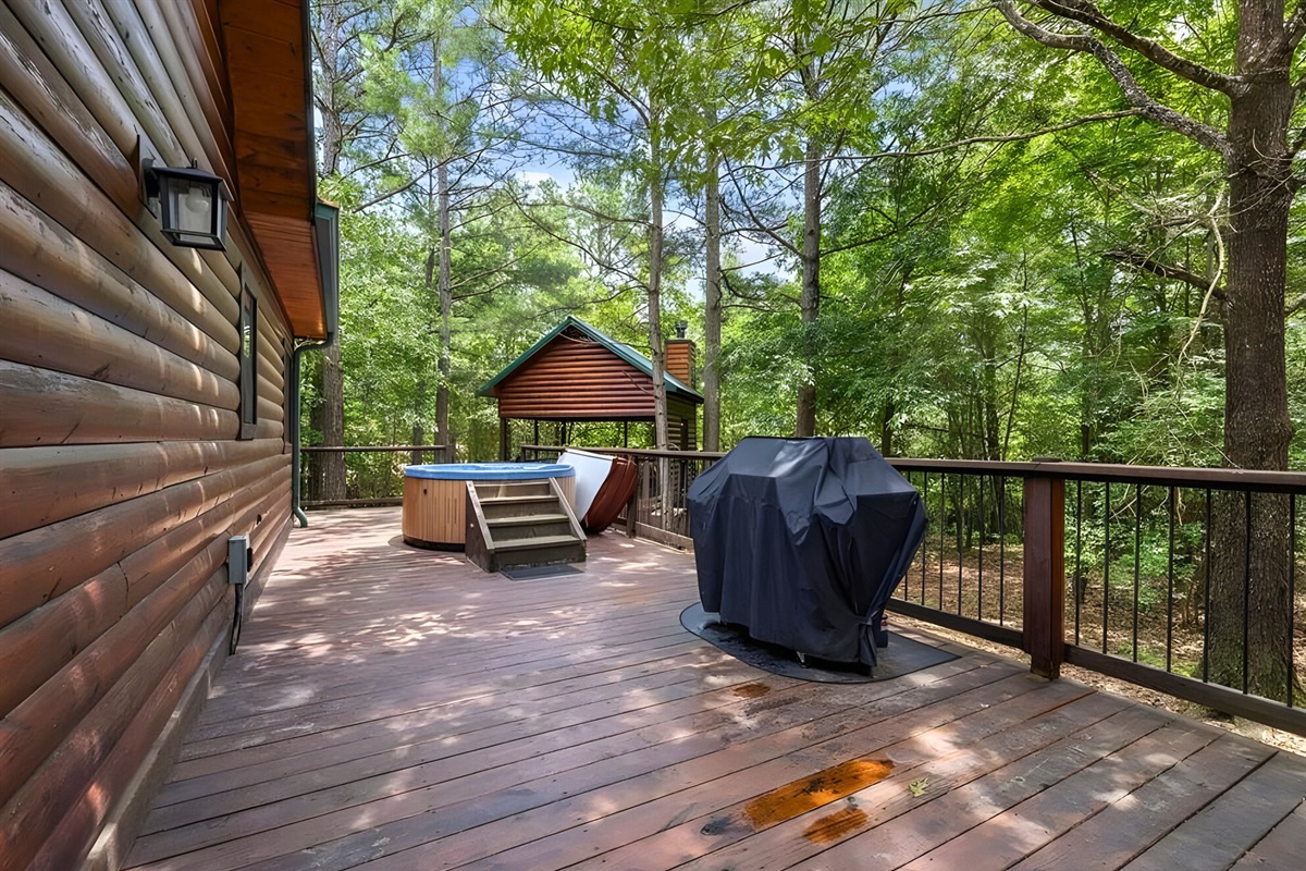 Fresh air and forest views make this deck a great place to relax.