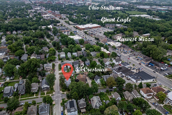 Sky View of the House and Everything that's walking distance from the House.