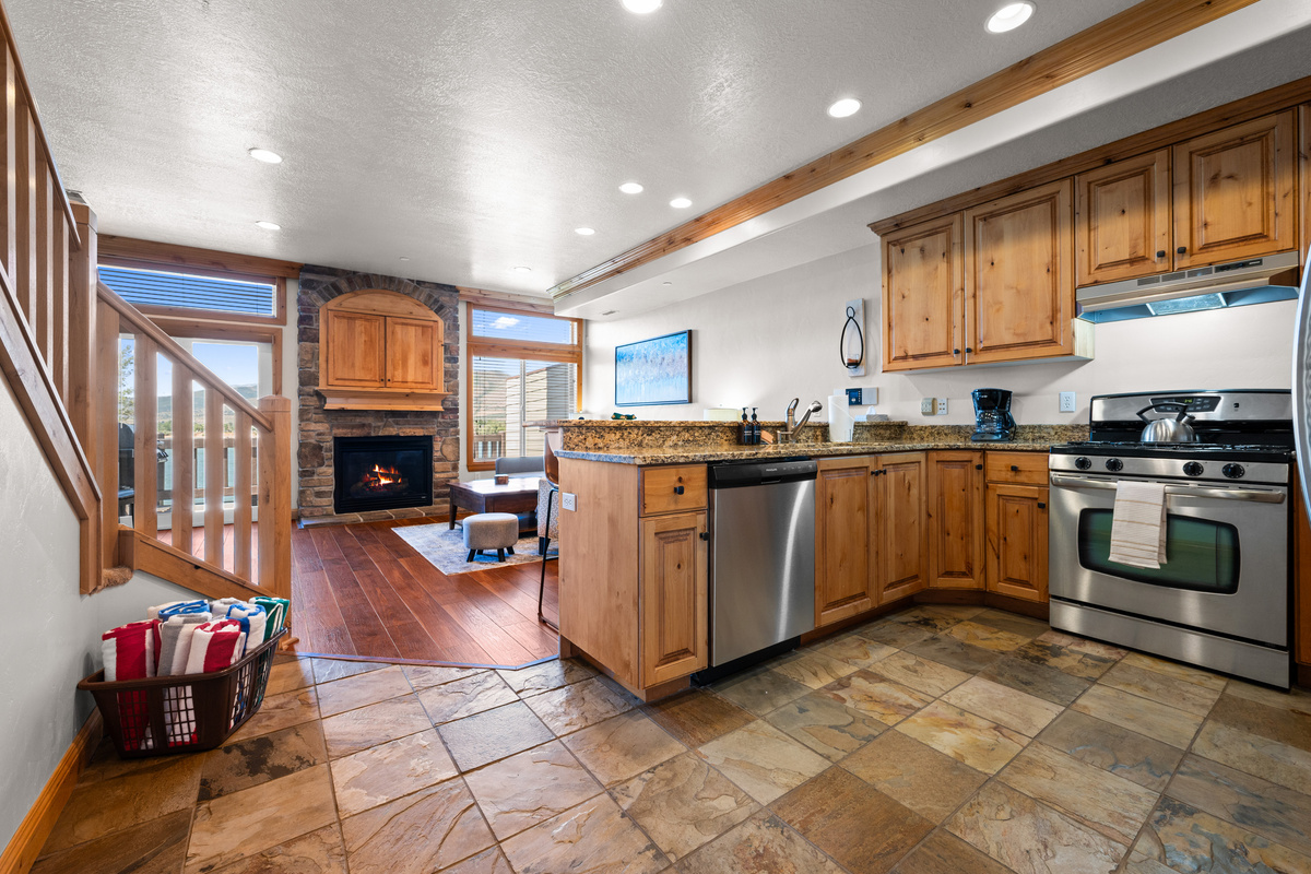 Fully equipped kitchen with everything needed for meals, snacks, and family gatherings.