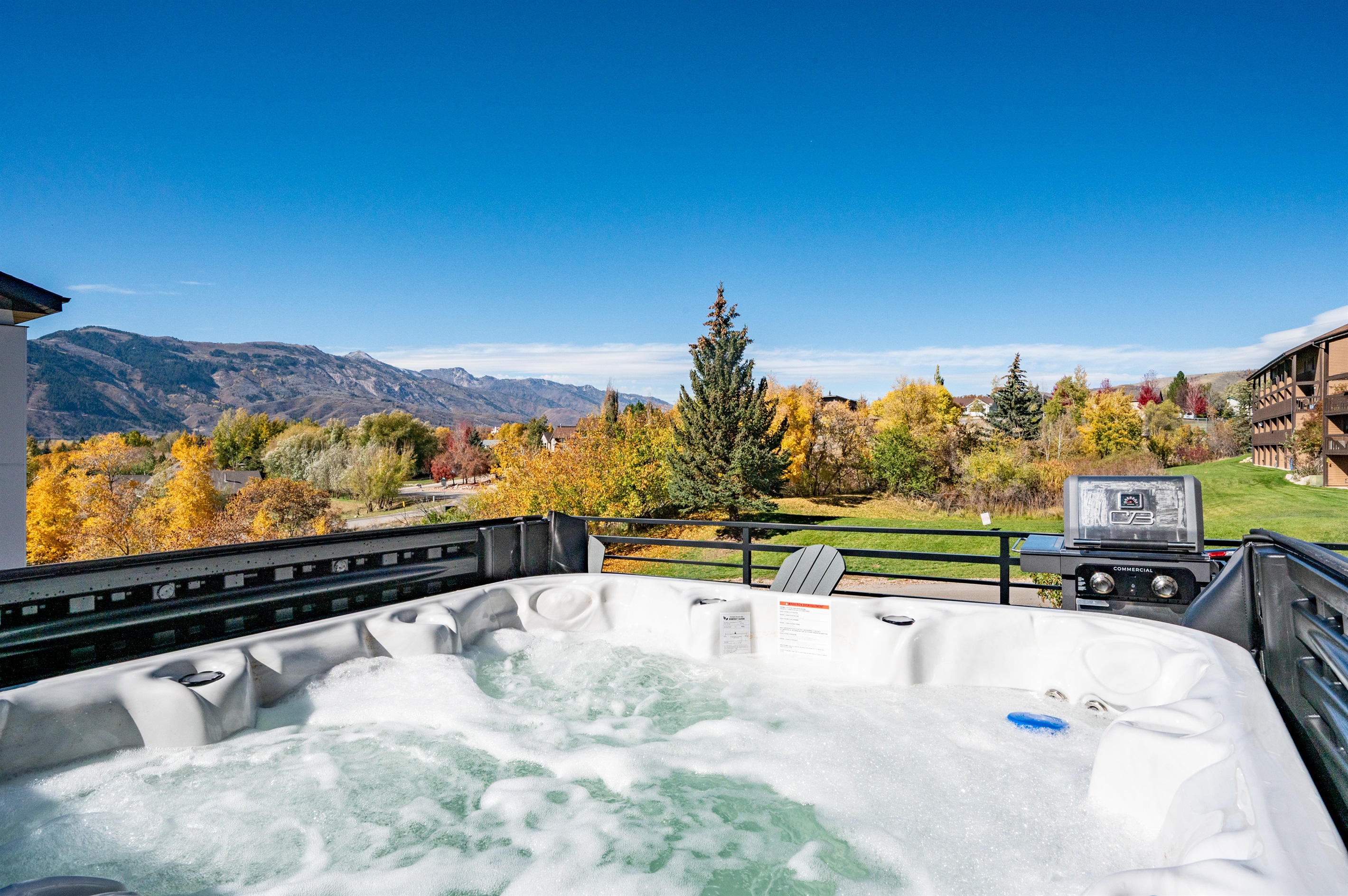 Hot tub view capturing the tranquil setting.