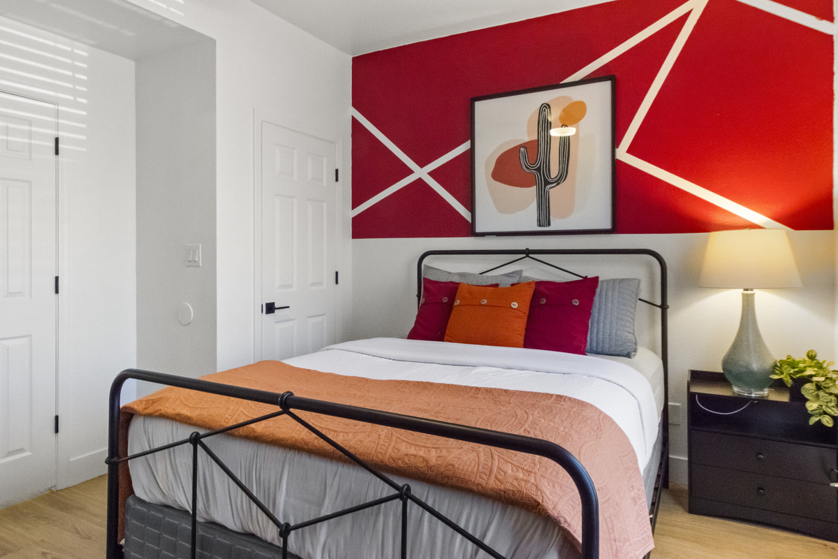Rest easy in a stylish bedroom with all the comforts of home.