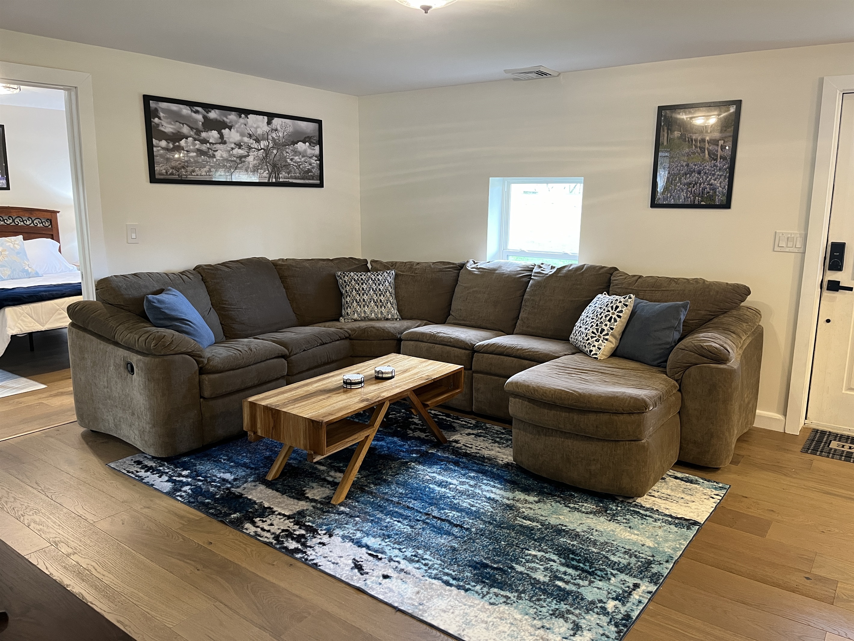 Comfy wraparound sectional sofa in living room