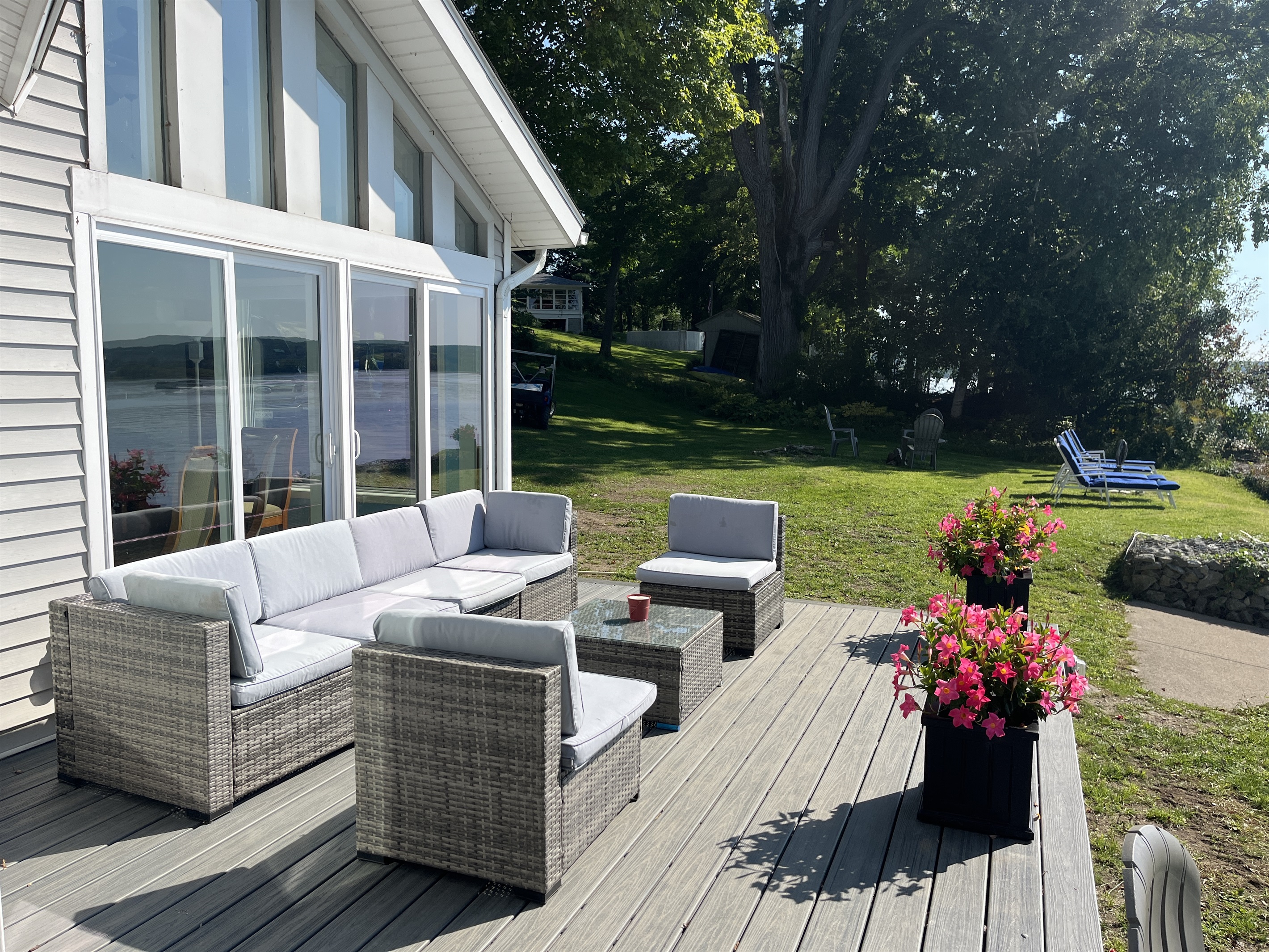 Rear deck with outdoor seating