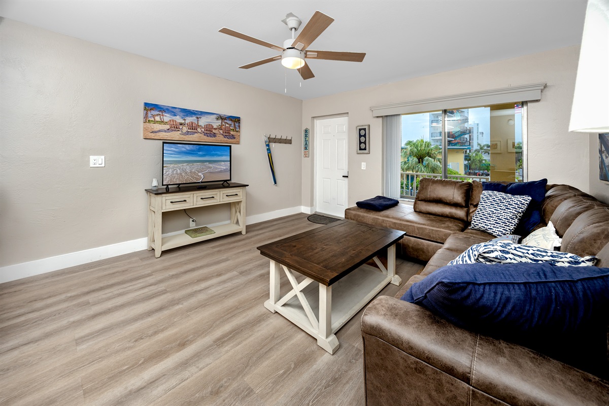 Open living room with fold out couch