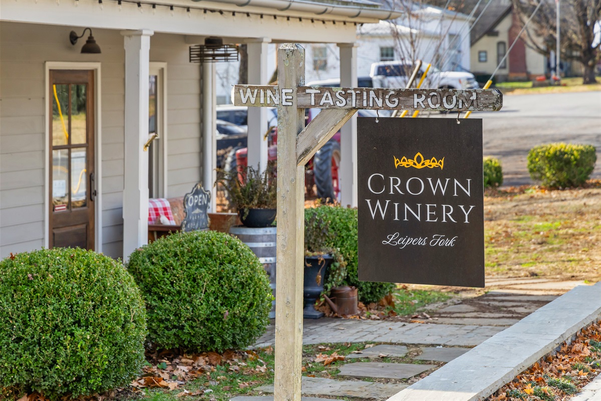 Leiper's Fork Village (3 miles from home): winery along with seating along creek in back.