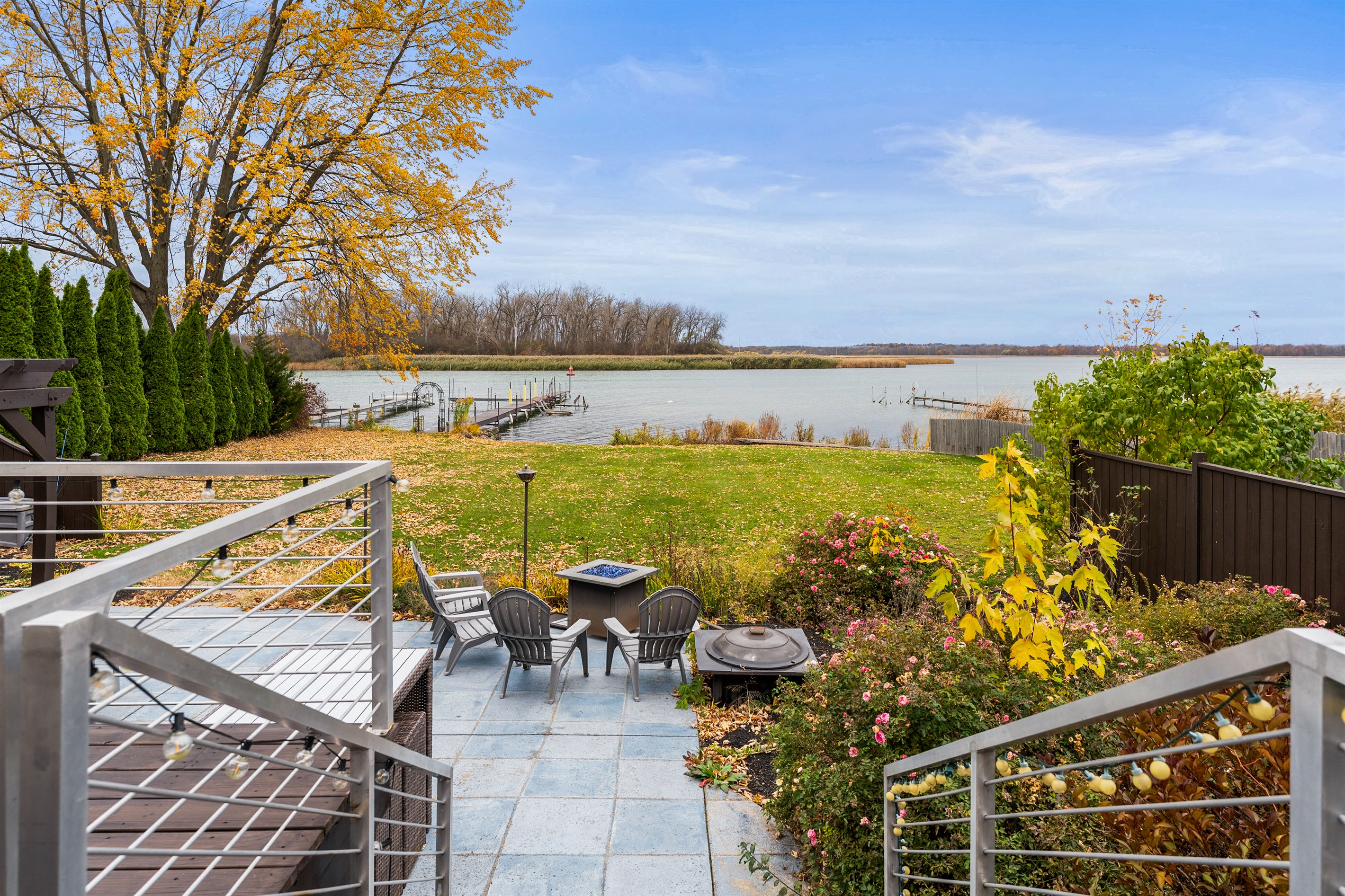 View from lounge deck to lower patio