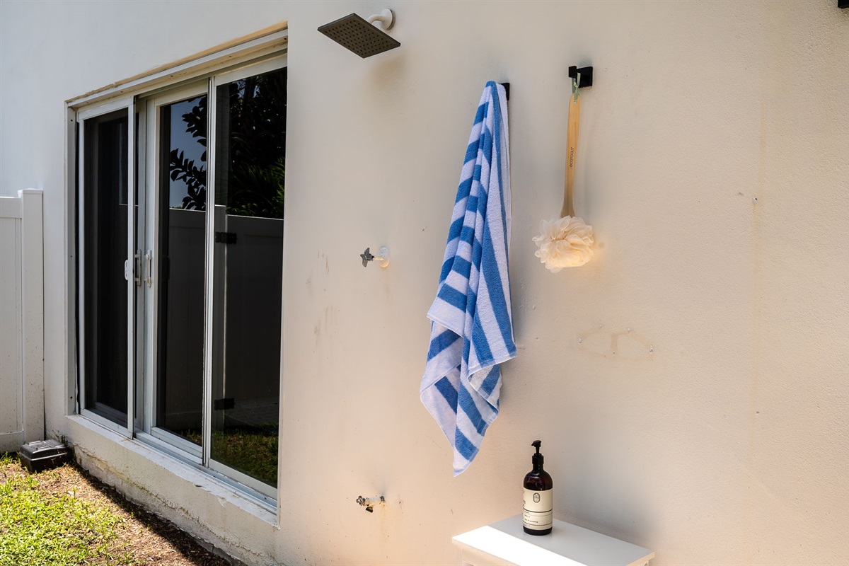 Rinse off after the beach with a refreshing outdoor shower.