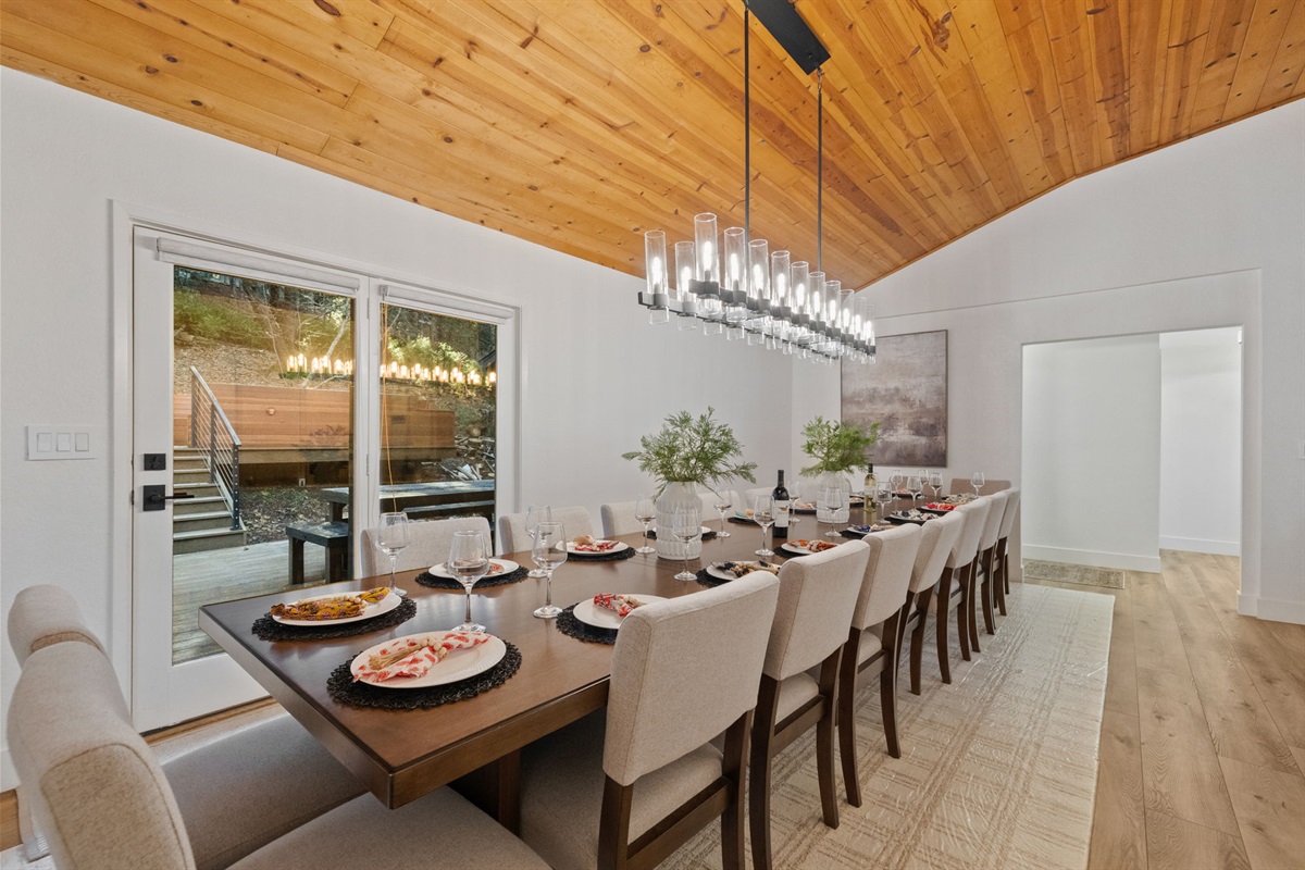 Dining room with french doors to the back deck.