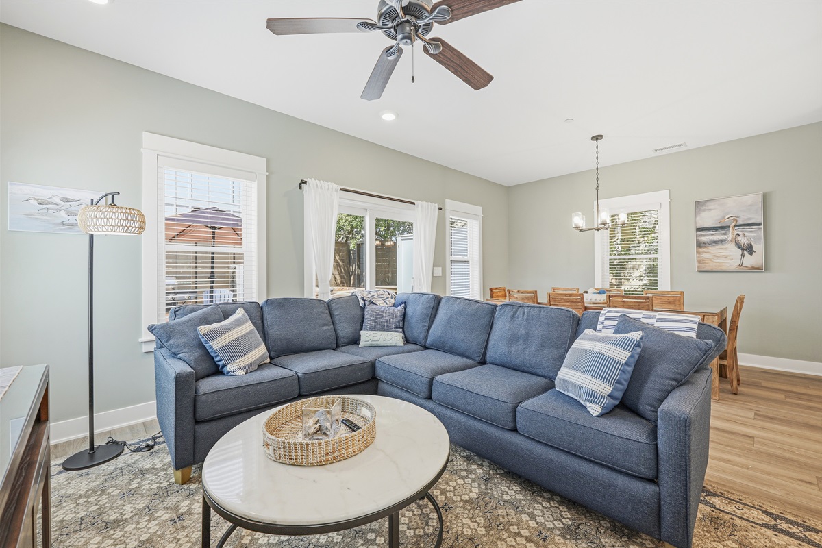 Spacious open-concept living room perfect for gathering together