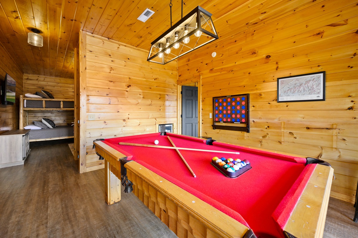 Billiards and Bunks: Game room with semi-open Bunk area