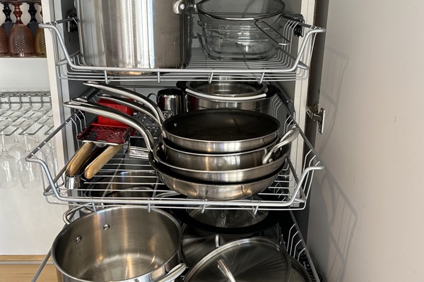 Prepare your favorite meals with ease using our fully stocked kitchen, complete with pans, pots, and everything you need for your culinary adventures.