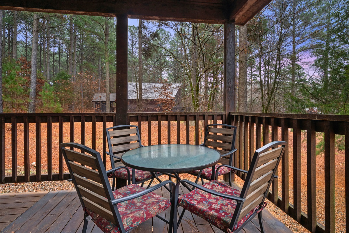 Outdoor seating creates a comfortable place to slow down, enjoy good conversation, or take in the fresh mountain air.
