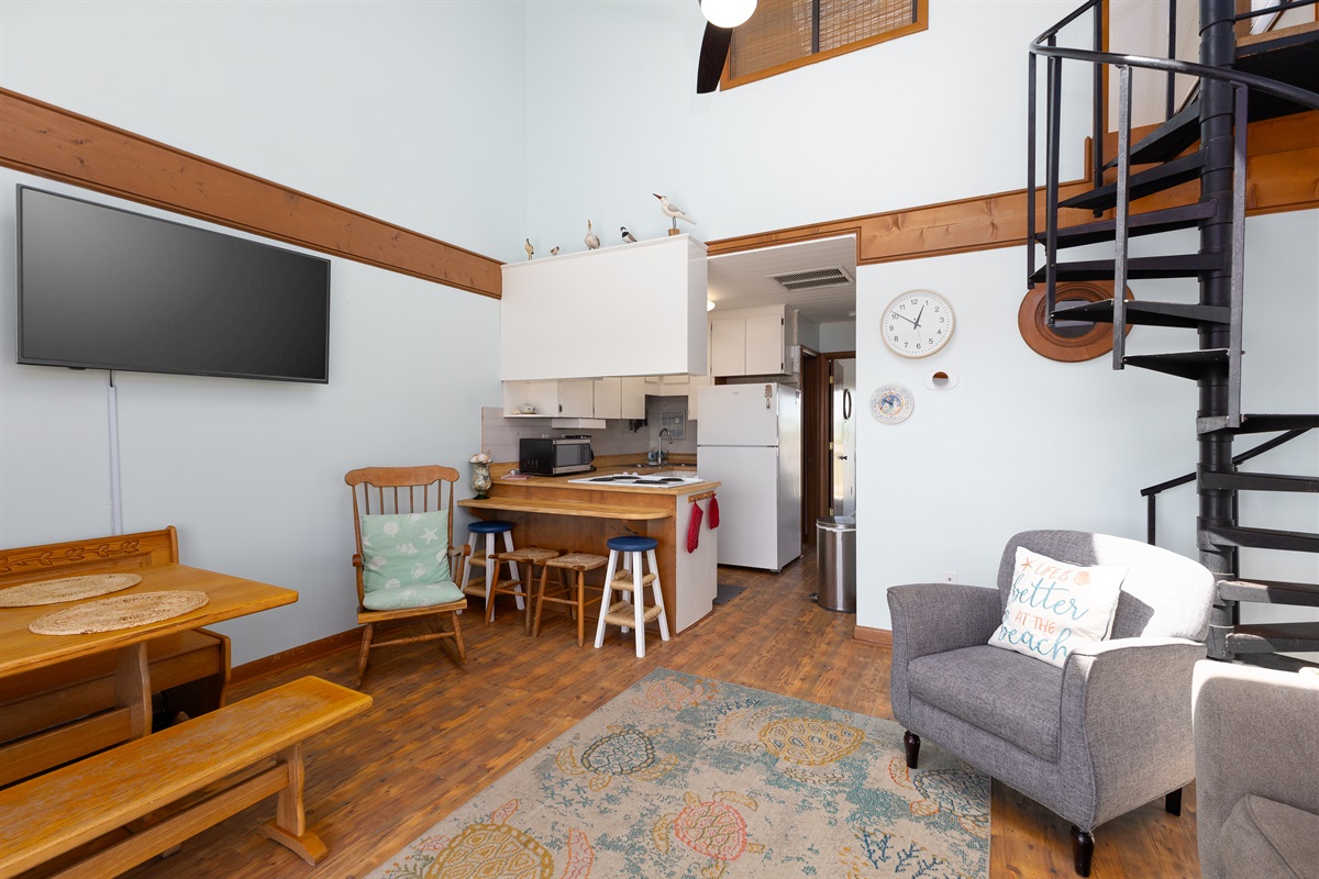 View into the kitchen from the living area