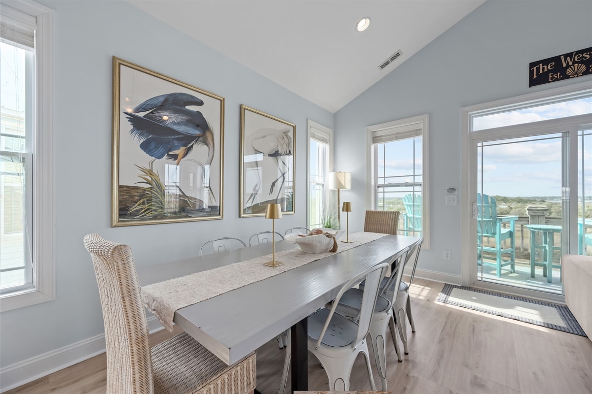 A spacious dining area designed for long meals and even longer conversations