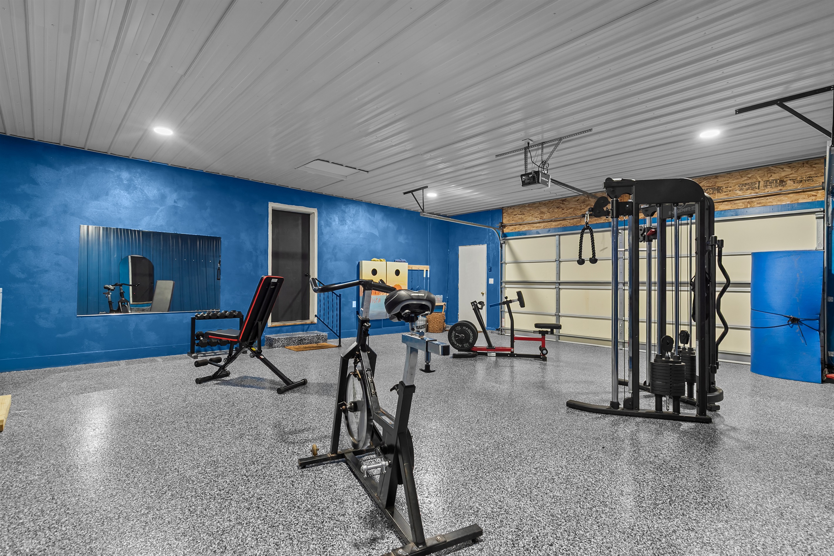 Stay active with the stationary bike in the fitness area.