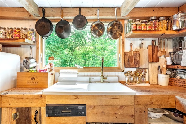 Kitchen well stocked with everything you need to cook all of your meals.