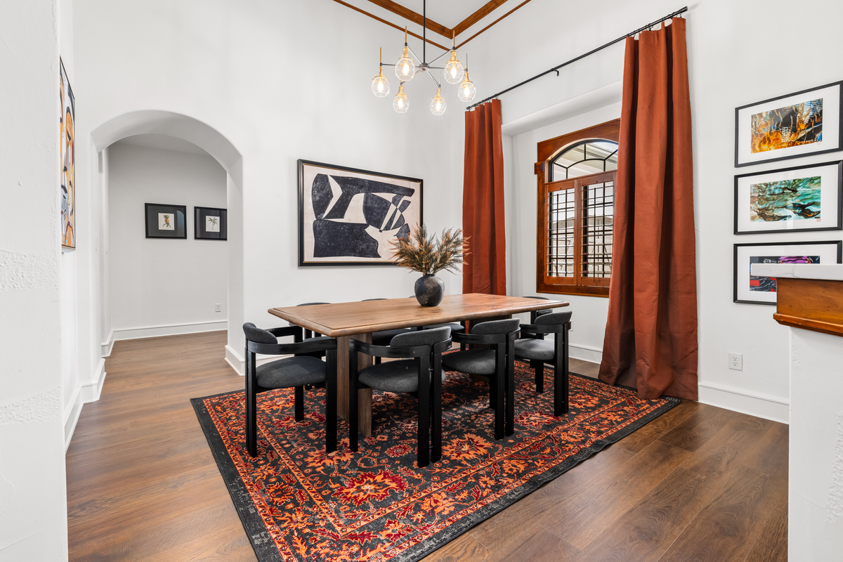 A spacious table designed for gathering, dining, and making memories.