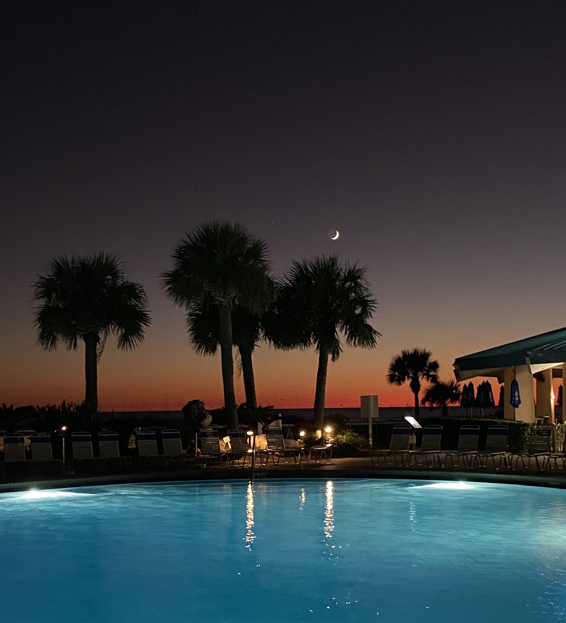 Breathtaking lagoon pool at sunset