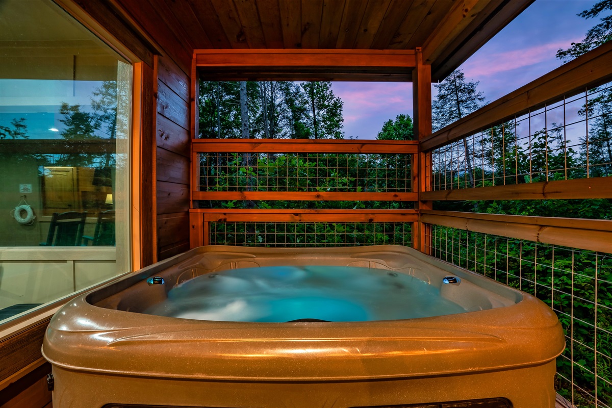 The inviting hot tub atmosphere