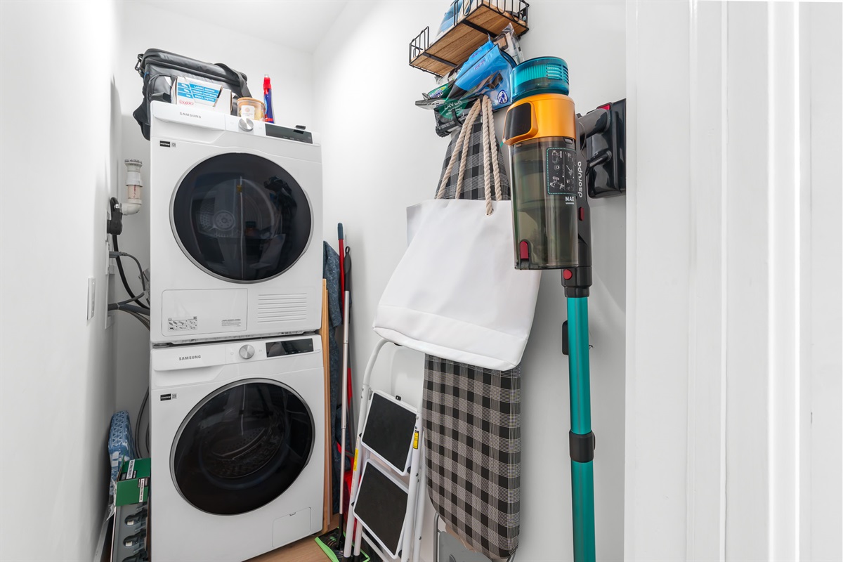Pack light! Our laundry room is equipped with high-efficiency machines and cleaning supplies for your convenience.