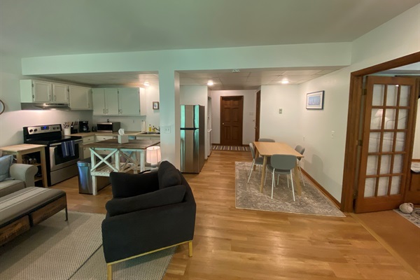View from the suite entrance. Bedroom is to the right. The brown door directly across from entrance is to an owner's room which remains locked during your stay.